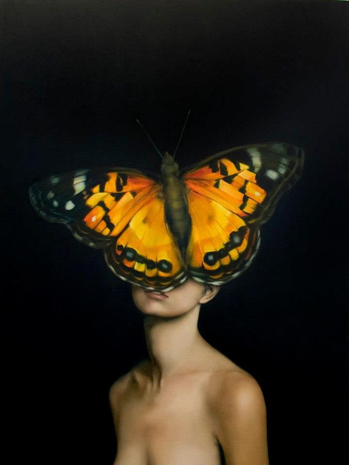amy judd paintings surreal faceless subconscious butterfly painting mind woman nature face power moments artist orange artists mysteriously sensitive silent